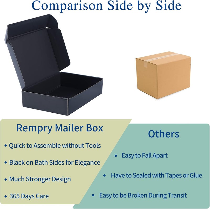 Rempry 9x6x4 Inches Black Shipping Boxes Pack of 20, Small Business Cardboard Mailer Boxes Gift Boxes for Shipping Packaging - Image 4